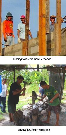 Building worker in San Fernando and country smithy in Cebu Philippines